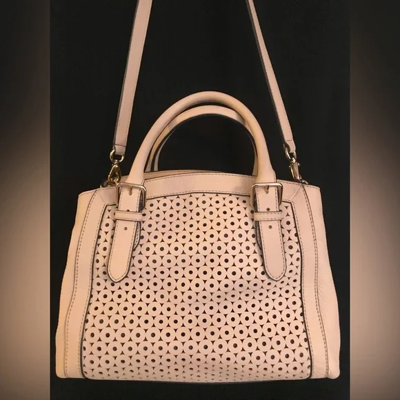 SALE❣️ Kate Spade Cream Laser Cut Leather Satchel - Picture 2 of 9